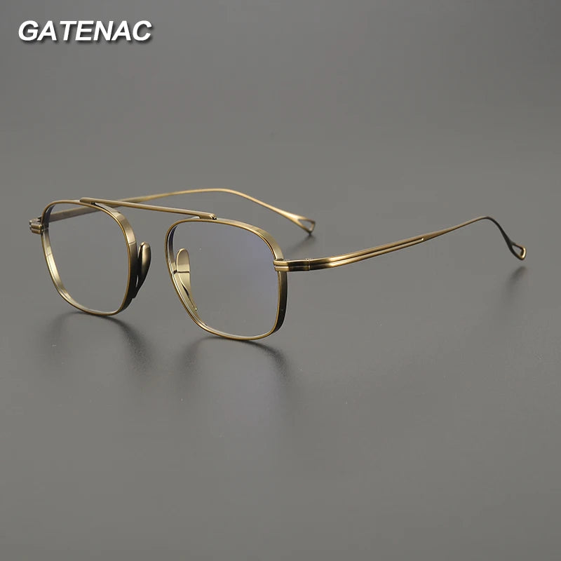 Gatenac Unisex Full Rim Small Square Titanium Eyeglasses Gxyj1474 Full Rim Gatenac   