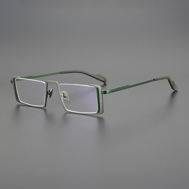 Gatenac Unisex Full Rim Square Titanium Eyeglasses Gxyj1083 Full Rim Gatenac Gray Green  