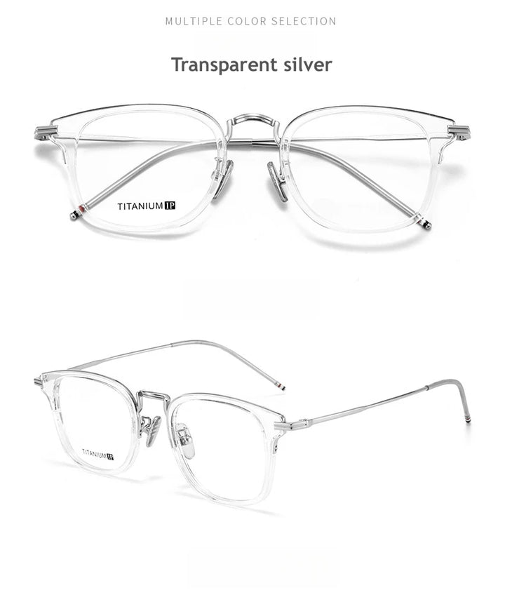 KatKani Unisex Full Rim Round Titanium Eyeglasses 8022 Full Rim KatKani Eyeglasses Transparent silver  