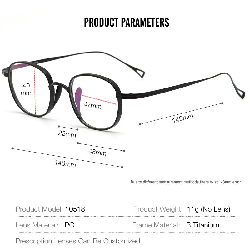 Muzz Unisex Full Rim Oval Square Titanium Eyeglasses 210518