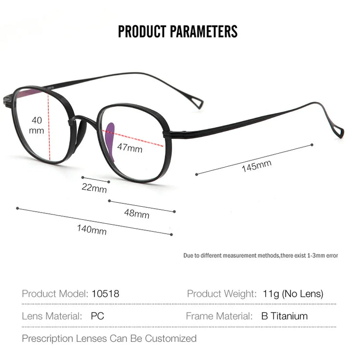 Muzz Unisex Full Rim Oval Square Titanium Eyeglasses 210518