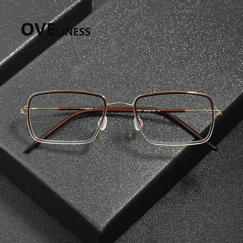 Oveliness Women's Full Rim Square Acetate Titanium Eyeglasses 381047