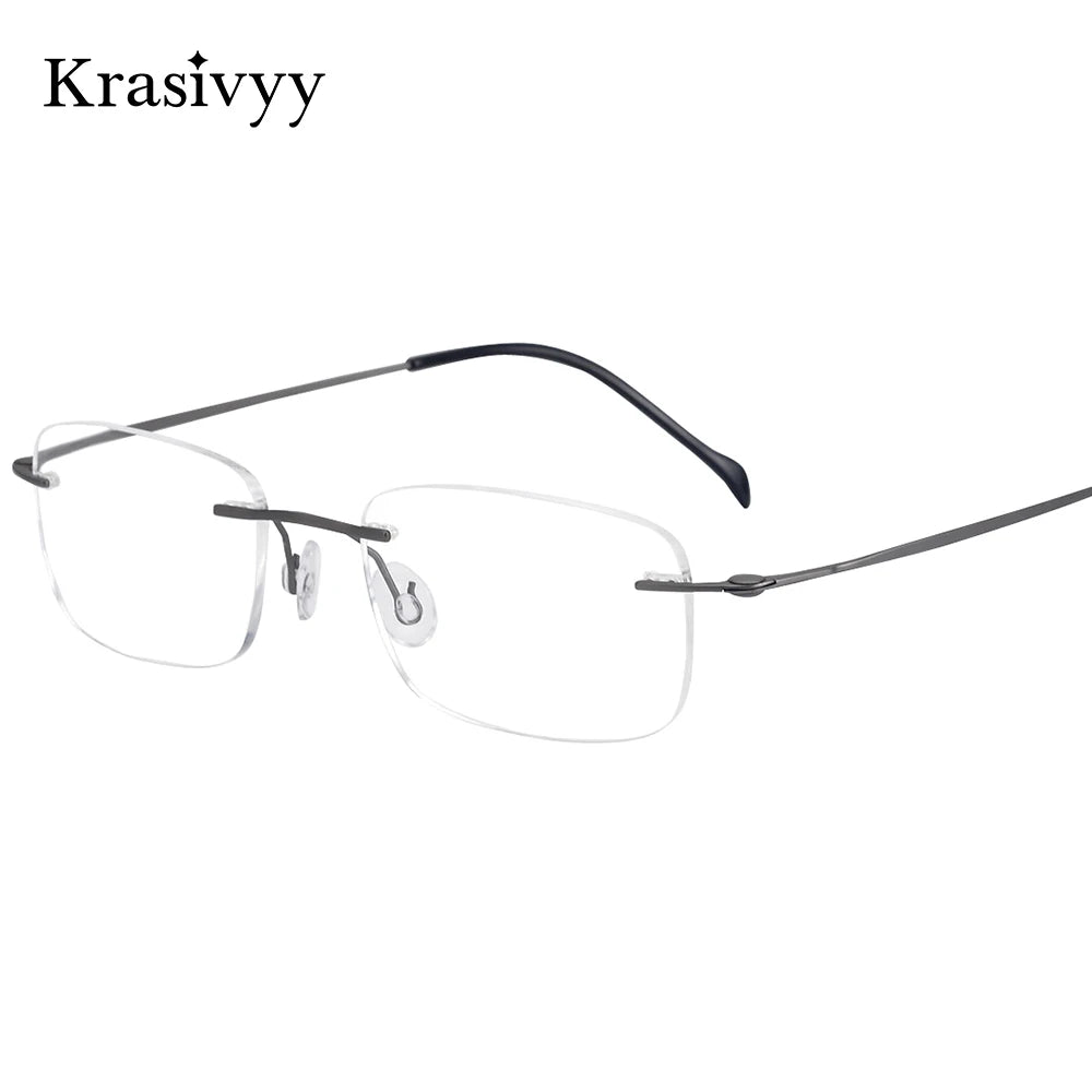 Krasivyy Unisex Rimless Square Screwless Titanium Eyeglasses 421606