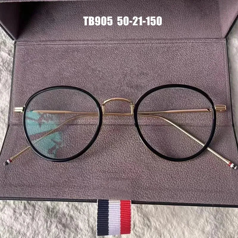 Aimee Unisex Full Rim Round Titanium &amp; Acetate Eyeglasses tb905 — view 1 | Aimee at FuzWeb