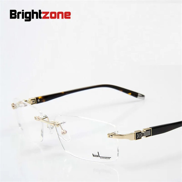 Brightzone Unisex Rimless Square Titanium Alloy Eyeglasses 71433 Rimless Brightzone