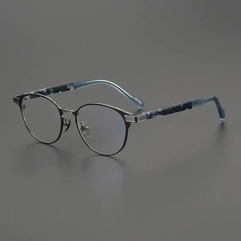 Gatenac Unisex Full Rim Oval Square Titanium Eyeglasses 190073 FuzWeb