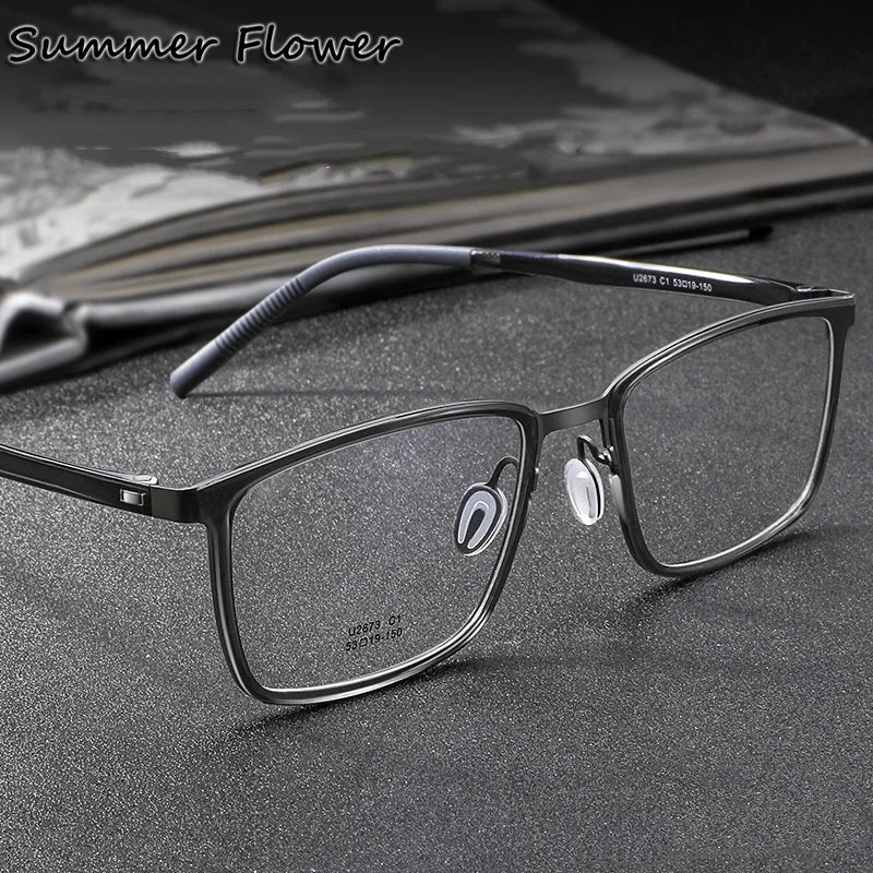 Summer Flower Women's Full Rim Square Titanium Eyeglasses 26734