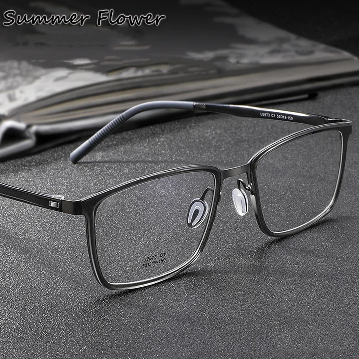 Summer Flower Women's Full Rim Square Titanium Eyeglasses 26734