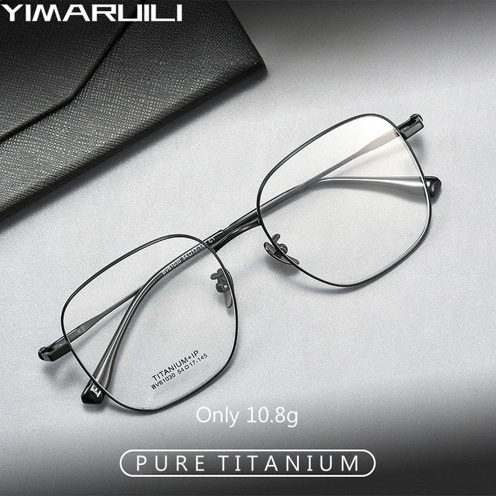 Yimaruili Unisex Full Rim Square Titanium Eyeglasses 61030 Full Rim Yimaruili Eyeglasses