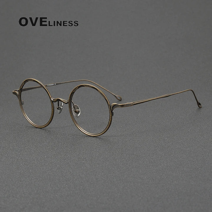 Oveliness Unisex Full Rim Round Titanium Eyeglasses 42611 Full Rim Oveliness bronze