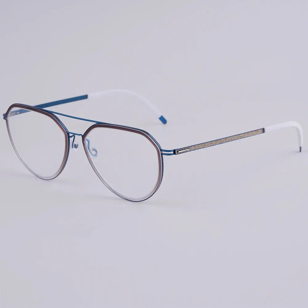 Bobbie 472652 Women’s Full Rim Polygon Double Bridge Titanium Frames FuzWeb