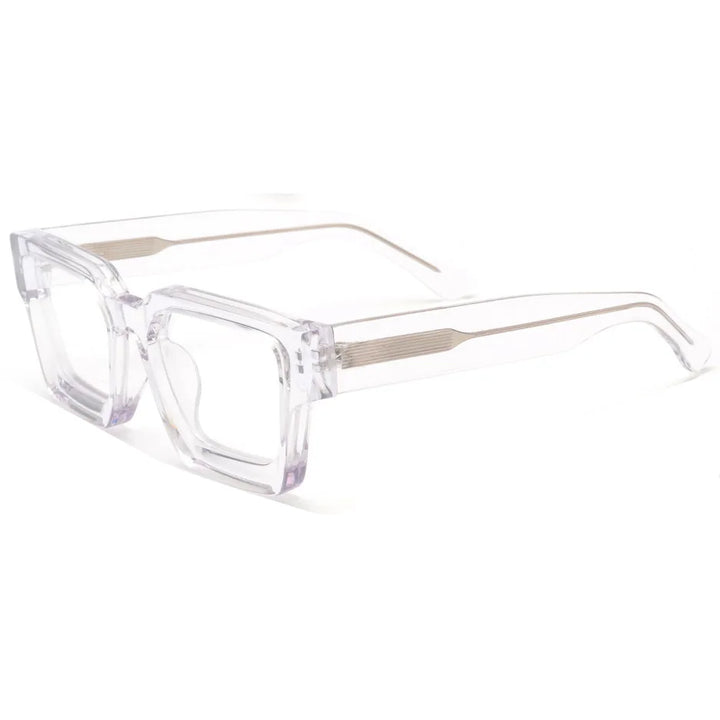 Brightzone Unisex Full Rim Square Thick Acetate Eyeglasses 5437 Full Rim Brightzone C3 Transparent White  