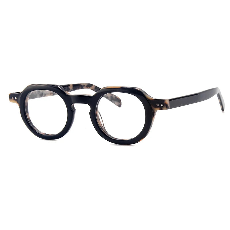 Gatenac Unisex Full Rim  Flat Top Round Acetate Eyeglasses G56071