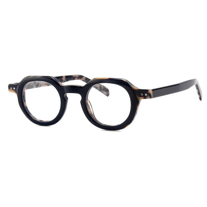 Gatenac Unisex Full Rim  Flat Top Round Acetate Eyeglasses G56071