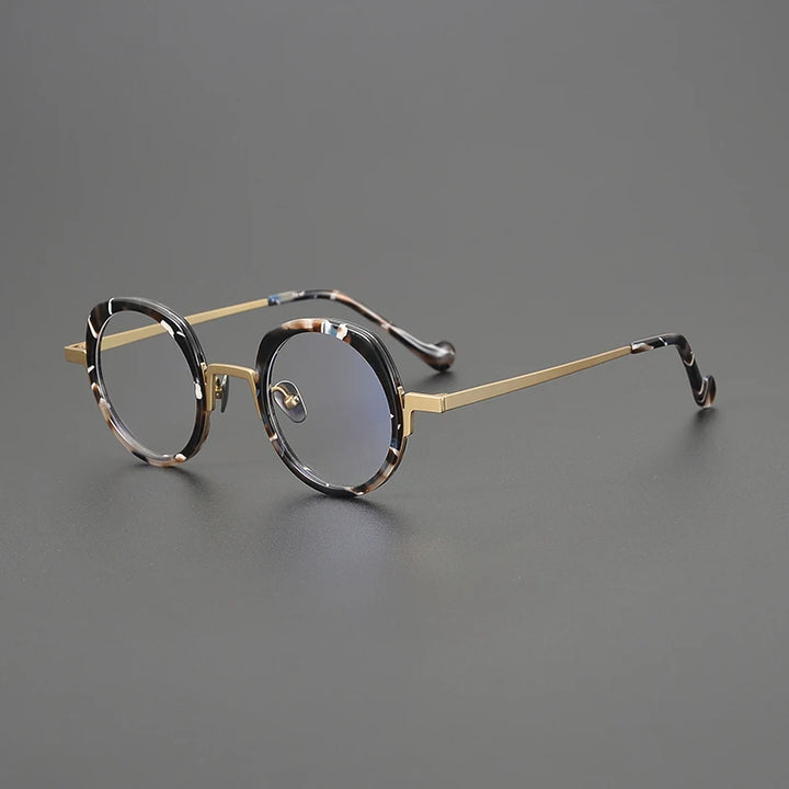 Gatenac Unisex Full Rim Oval Square Titanium Acetate Eyeglasses G1527 Full Rim Gatenac Gold  