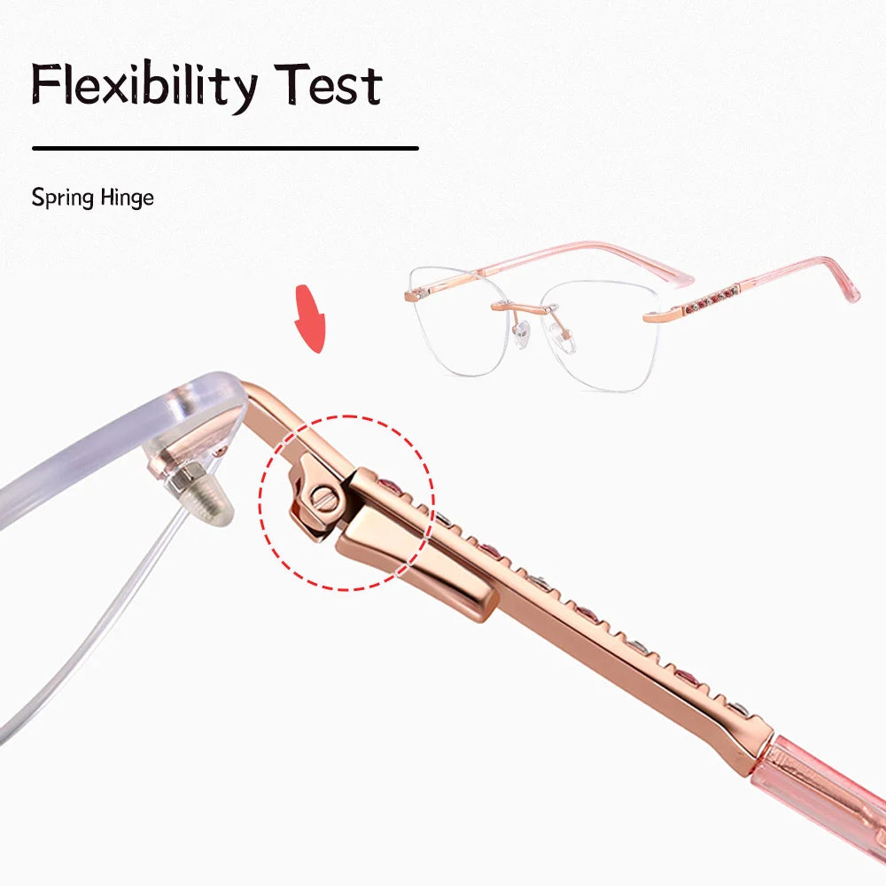 Ralferty Women's Rimless Square Cat Eye Alloy Eyeglasses 82193 Rimless Ralferty   