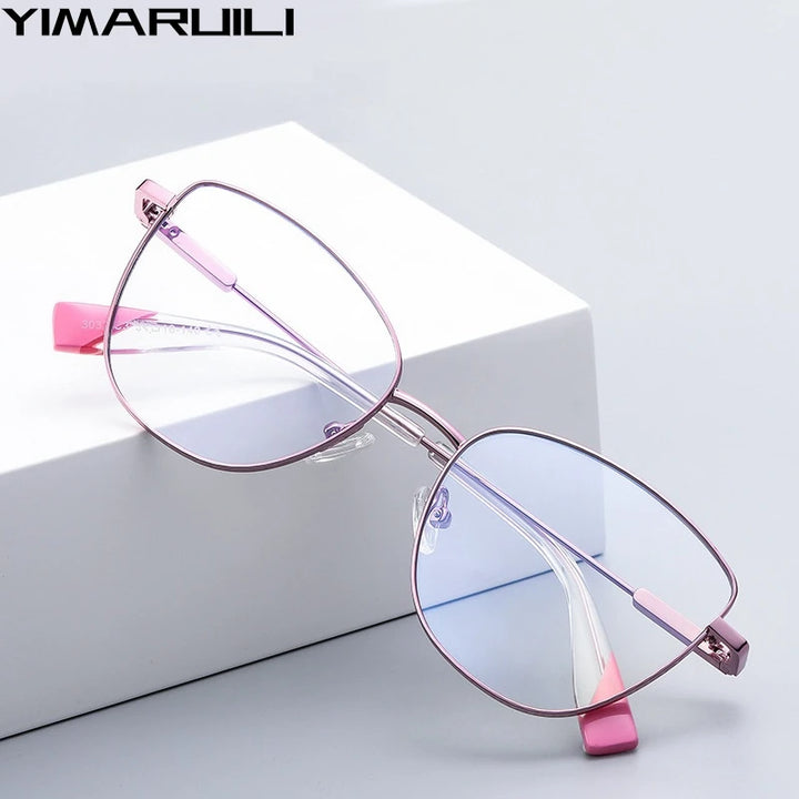 Yimaruili Women's Full Rim Square Cat Eye Alloy Eyeglasses Y3032 Full Rim Yimaruili Eyeglasses   