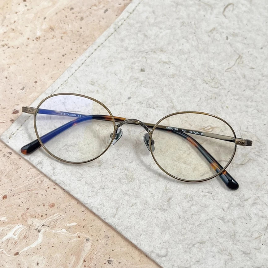 Black Mask Women's Full Rim Oval Round Titanium Eyeglasses 27501