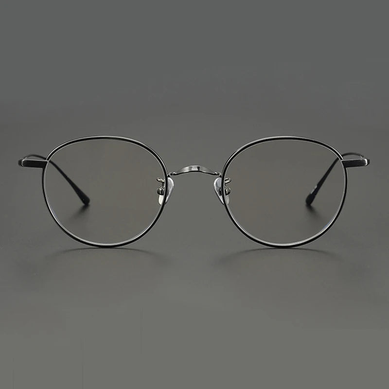 Black Mask Unisex Full Rim Round Titanium Eyeglasses M835 Full Rim Black Mask   