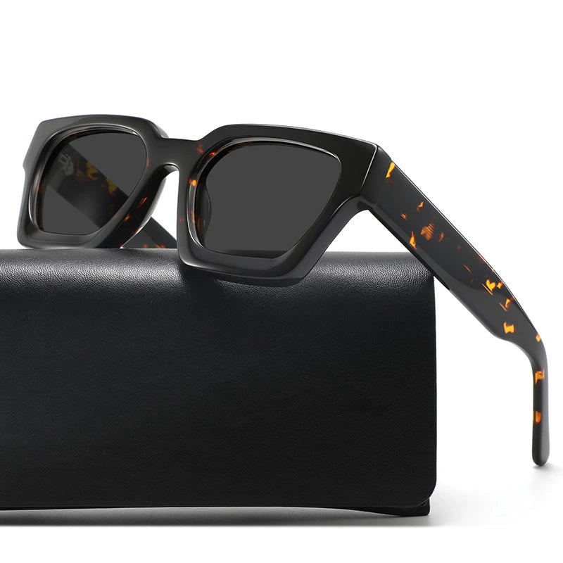 Black Mask Unisex Full Rim Square Thick Acetate Sunglasses 721439