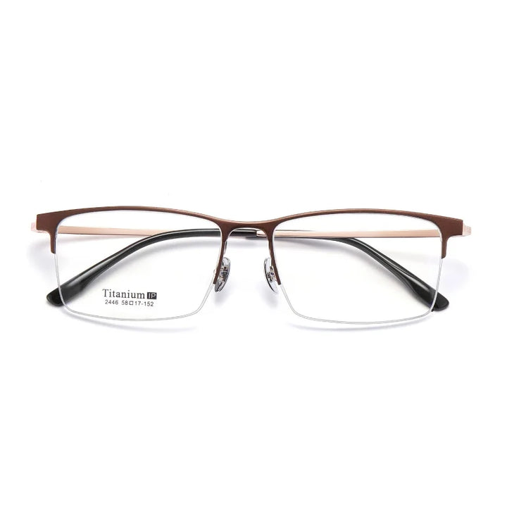 KatKani Men's Semi Rim Rectangular Titanium Eyeglasses 2246 Semi Rim KatKani Eyeglasses   