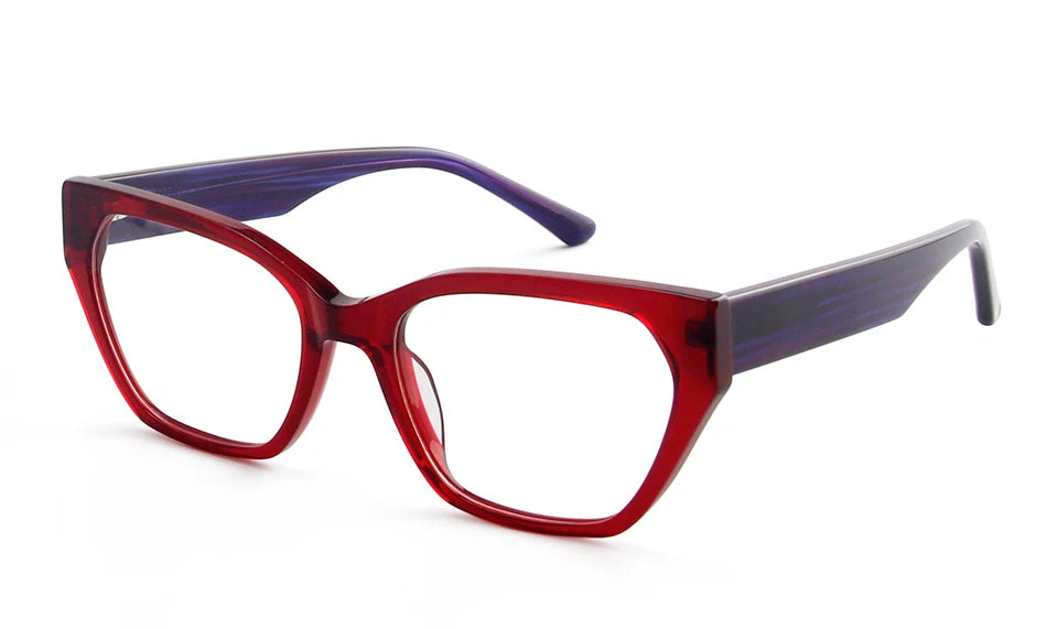 Esnbie Women's Full Rim Polygon Cat Eye Acetate Eyeglasses 49009