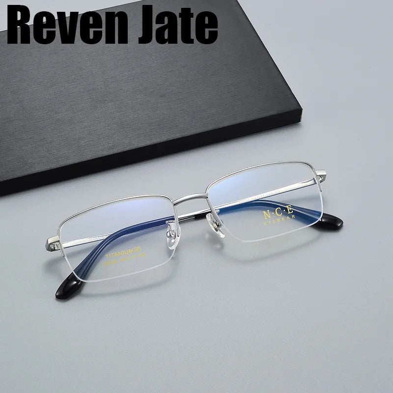 Reven Jate Women's Semi Rim Square Titanium Eyeglasses 88568