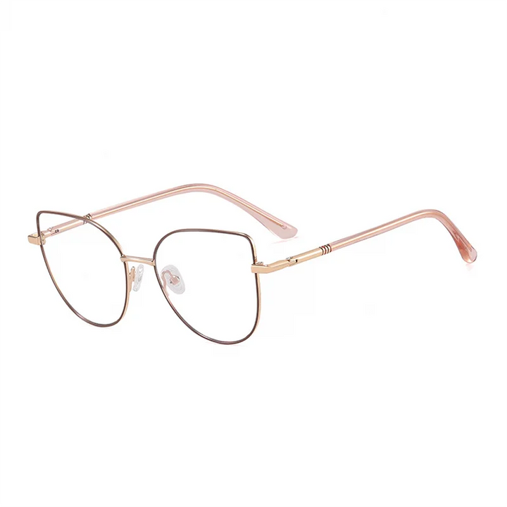 Ralferty Women's Full Rim Square Cat Eye Alloy Eyeglasses R83605 Full Rim Ralferty C8 Coffee CHINA 