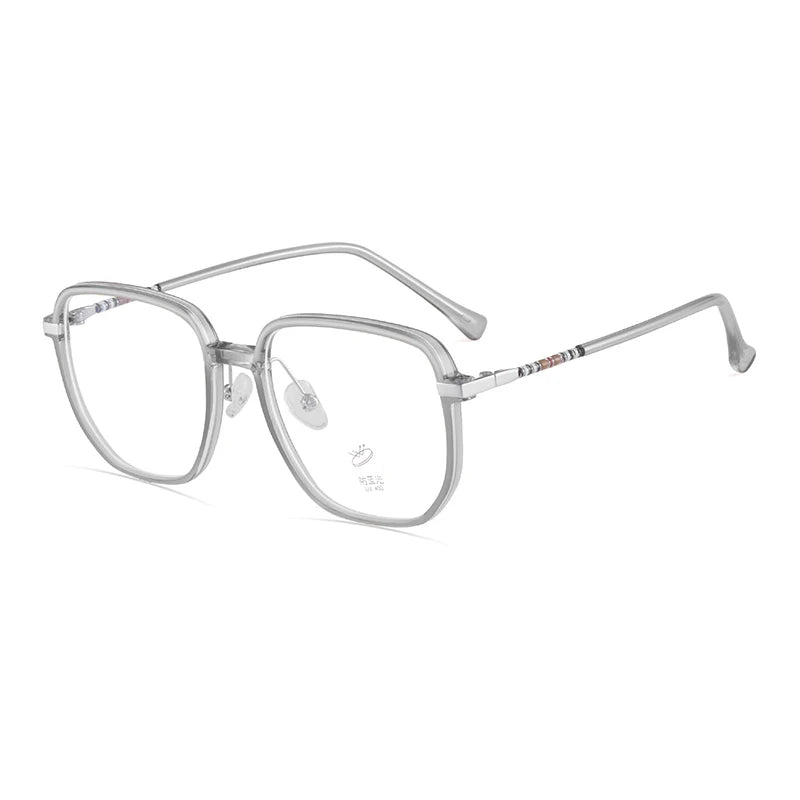 KatKani Women's Full Rim Square Polygonal Tr 90 Eyeglasses 210266 Full Rim KatKani Eyeglasses Transparent Gray  