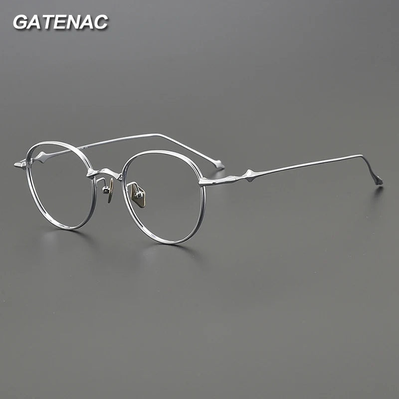 Gatenac Unisex Full Rim Round Titanium Eyeglasses Gxyj1495 Full Rim Gatenac   