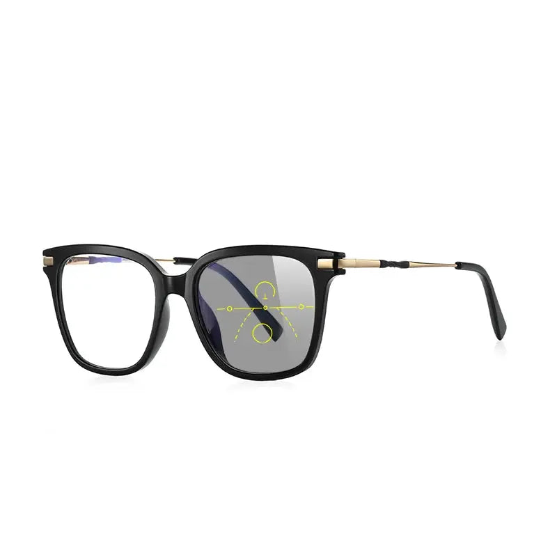 Vicky Women's Full Rim Square Tr 90 Titanium Photochromic Progressive Reading Glasses 2129.