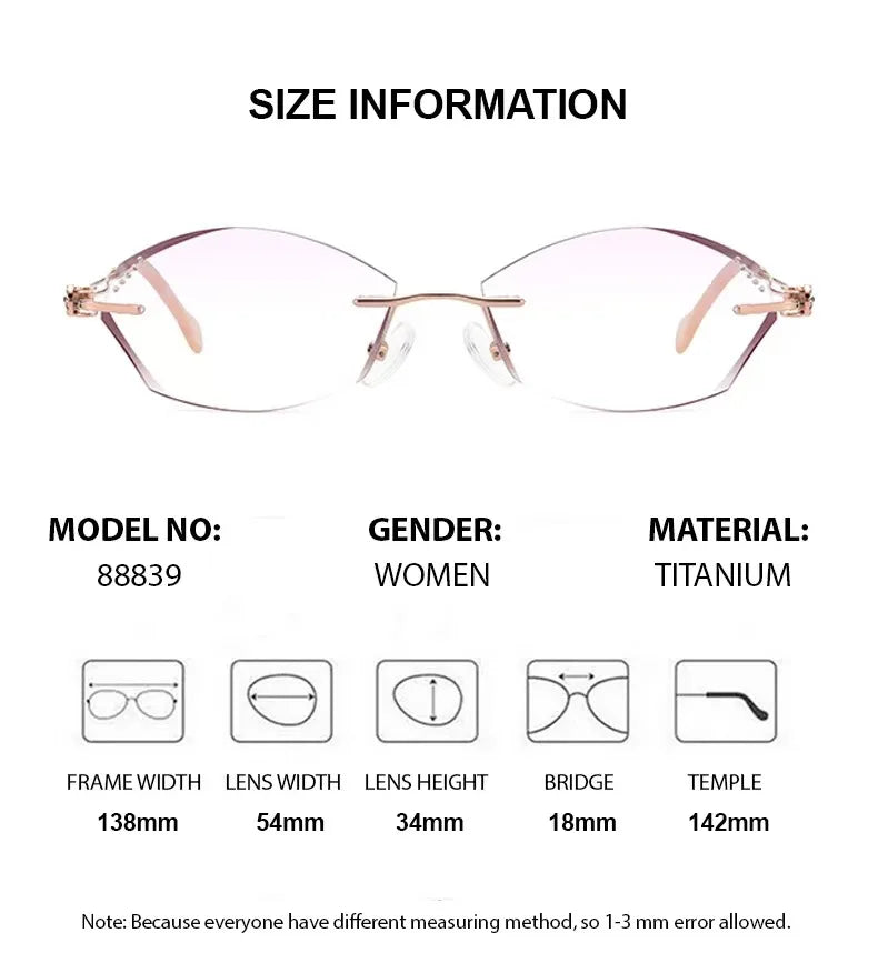 Summer Flower Women's Rimless Oval Titanium Eyeglasses 88839 Rimless Summer Flower