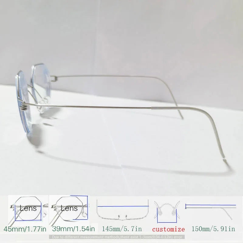 Yujo Unisex Full Rim Polygonal Custom Steel Eyeglasses 14133