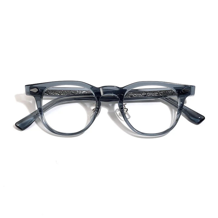 Black Mask Unisex Full Rim Round Square Acetate Eyeglasses 23069 Full Rim Black Mask   