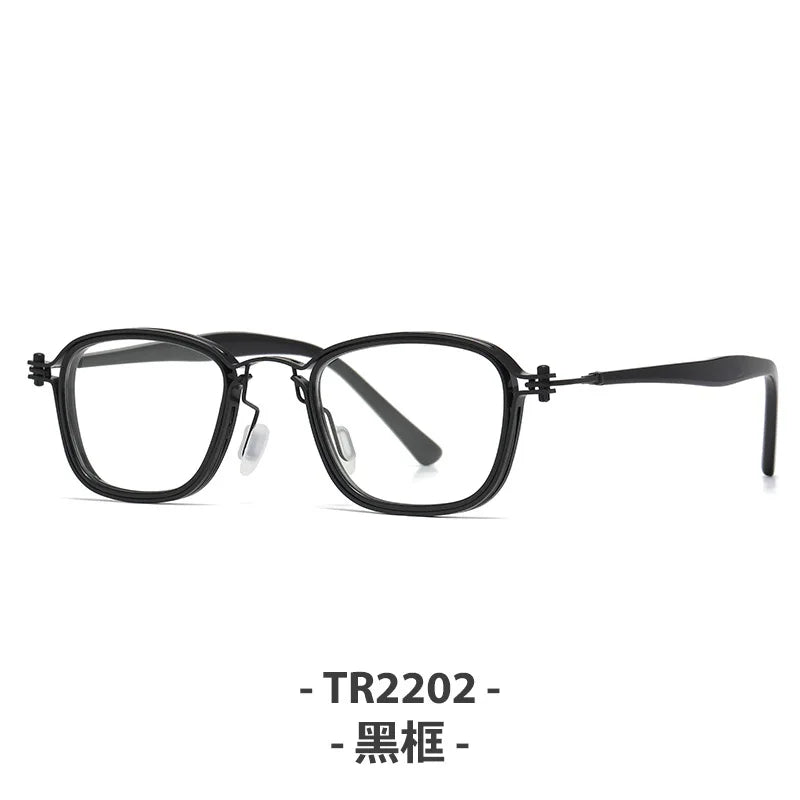 Zirosat Unisex Full Rim Square Round Acetate Titanium Eyeglasses 92202