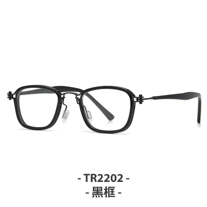 Zirosat Unisex Full Rim Square Round Acetate Titanium Eyeglasses 92202
