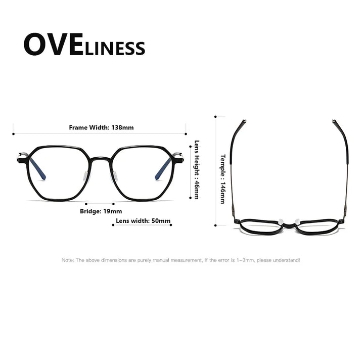 Oveliness Women's Full Rim Polygon Acetate Titanium Eyeglasses 88656