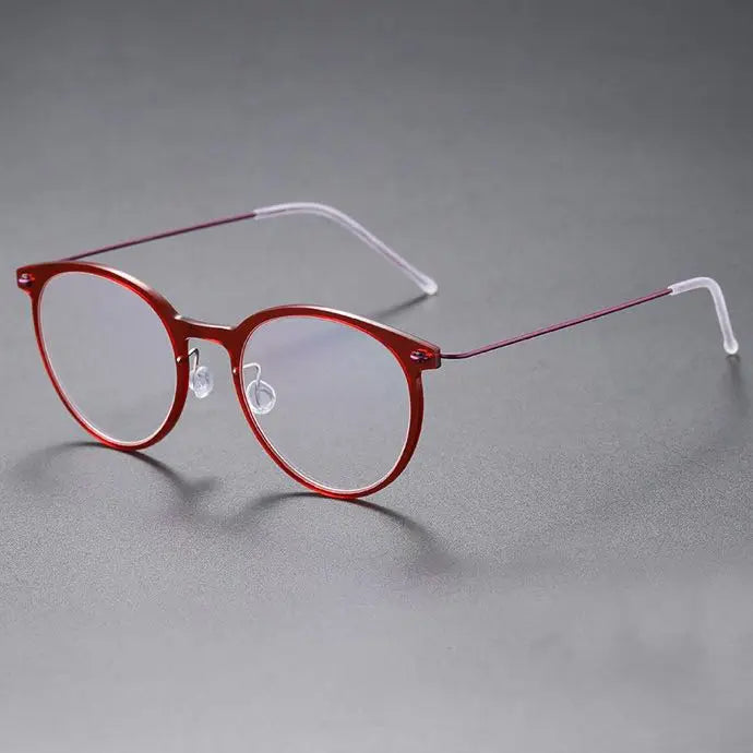 Aimee Unisex Full Rim Round Screwless Titanium Acetate Eyeglasses 6541 Full Rim Aimee 6537 Red  