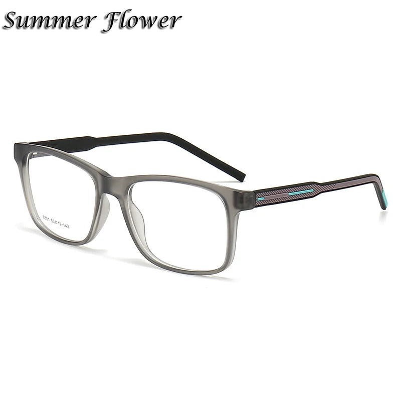 Summer Flower Men's Full Rim Square Tr 90 Titanium Eyeglasses 86801