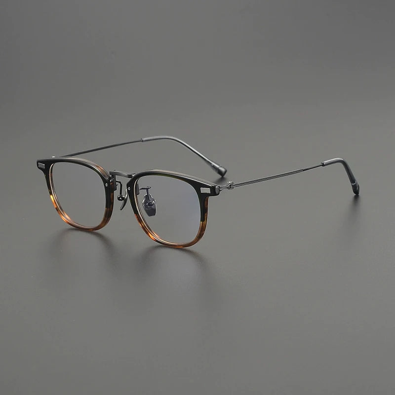 Gatenac Unisex Full Rim Round Square Acetate Titanium Eyeglasses G8003