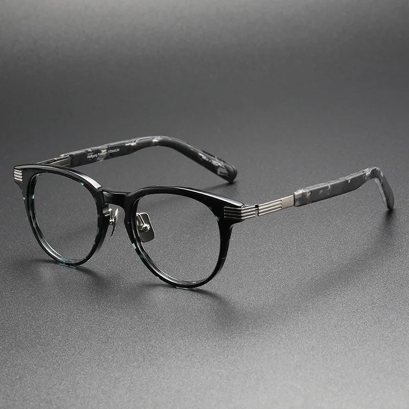 Aimee Unisex Full Rim Round Acetate Eyeglasses 12011 Full Rim Aimee Grey-Tortoise  