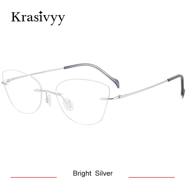 Krasivyy Women's Rimless Oval Cat Eye Titanium Eyeglasses 316086
