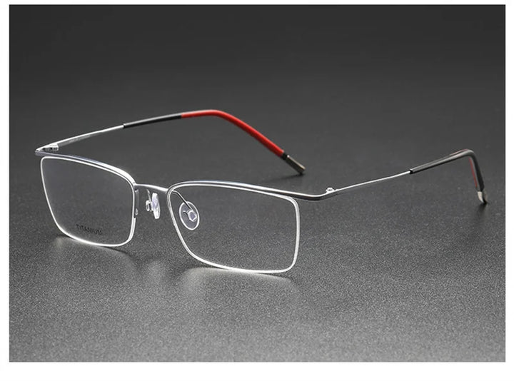 Summer Flower Unisex Semi Rim Square Titanium Eyeglasses 55027