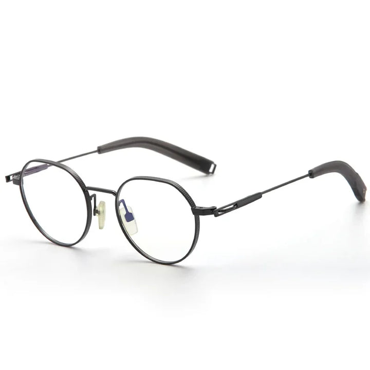 Aror Unisex Full Rim Small Flat Top Round Titanium Eyeglasses 494101 Full Rim Aror black