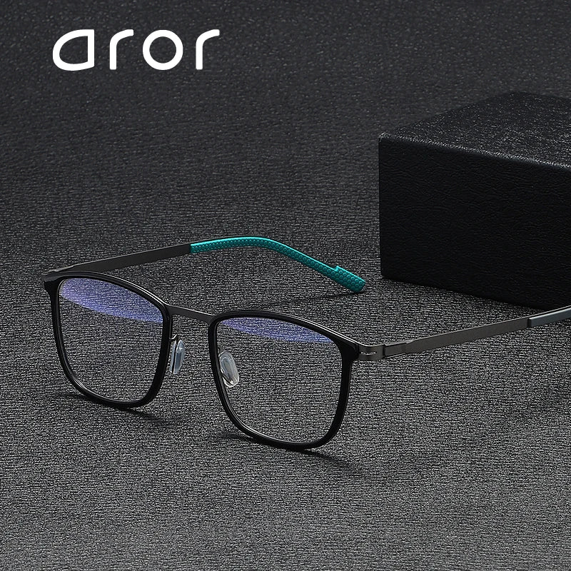 Aror Unisex Full Rim Square Acetate Titanium Eyeglasses 9601 Full Rim Aror