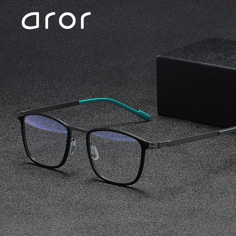 Aror Unisex Full Rim Square Acetate Titanium Eyeglasses 9601 Full Rim Aror