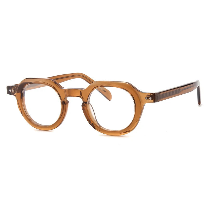Gatenac Unisex Full Rim  Flat Top Round Acetate Eyeglasses G56071
