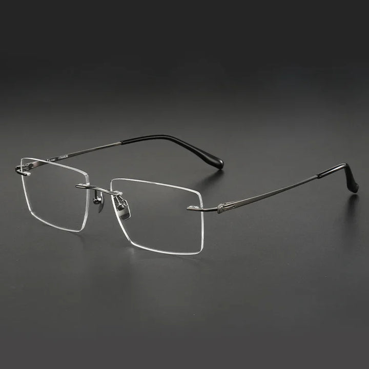 Aror Unisex Rimless Square Polygon Titanium Eyeglasses 10160 Rimless Aror GRAY