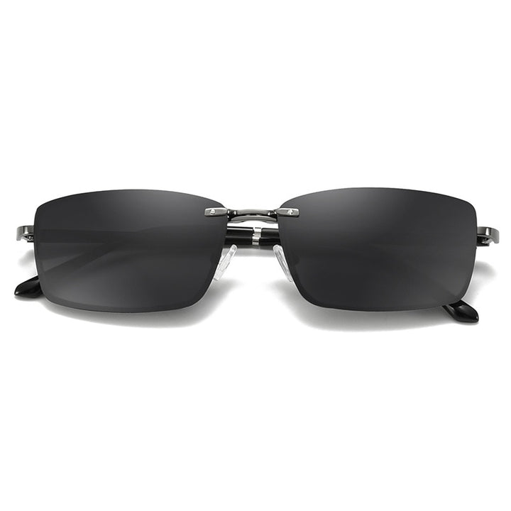 Bclear Men's Semi Rim Rectangle Alloy Eyeglasses With Clip On Polarized Sunglasses Zt9338 Clip On Sunglasses Bclear   
