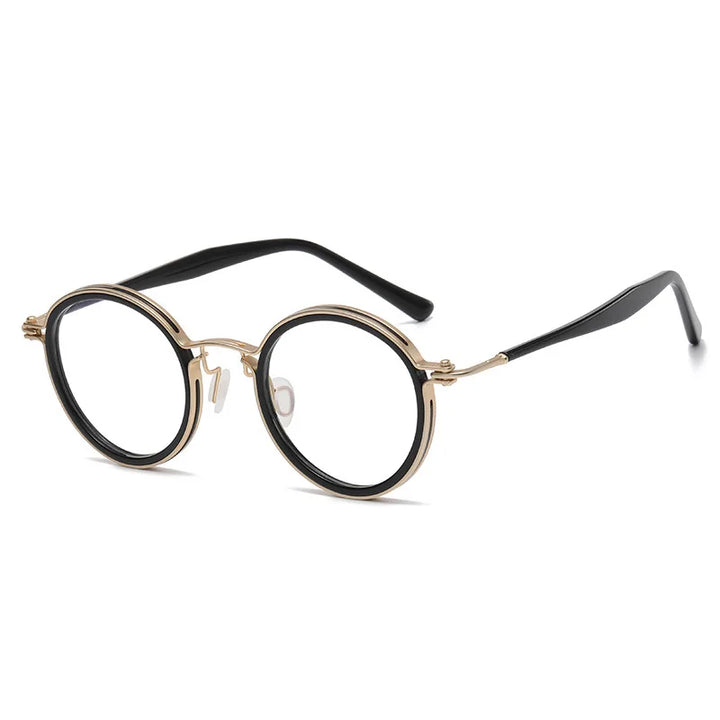 Black Mask Unisex Full Rim Round Titanium Eyeglasses BM-5862